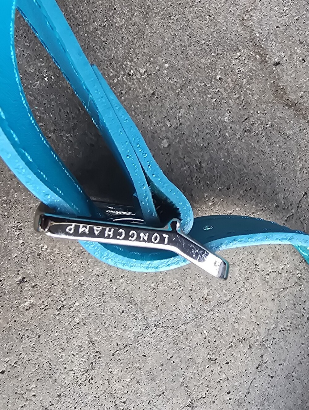 Vintage Longchamp Crossbody Bag Teal Buckle Patent Leather Bag - Picture 4 of 7